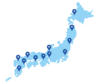北海道から鹿児島まで13処点のネットワークにより、国内全域の対応が可能です。